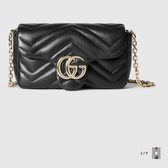 Gucci Handbags - Gucci Black Crossbody Bag with Gold Chain